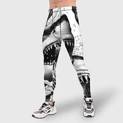 Тайтсы мужские Белая акула - стая, цвет: 3D-принт — фото 2