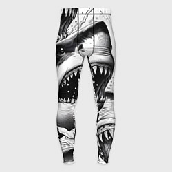 Тайтсы мужские Белая акула - стая, цвет: 3D-принт