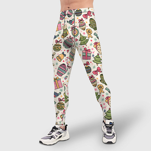Мужские тайтсы Новогодний паттерн / 3D-принт – фото 3