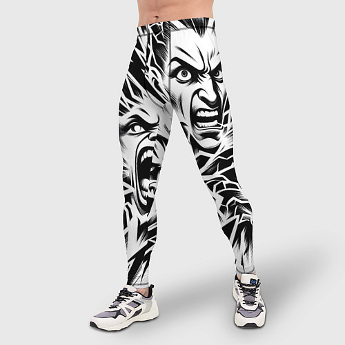Мужские тайтсы Свирепые лица и молнии - нейроарт / 3D-принт – фото 3