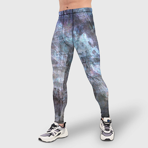 Мужские тайтсы Абстракция - gray-blue hurricane / 3D-принт – фото 3