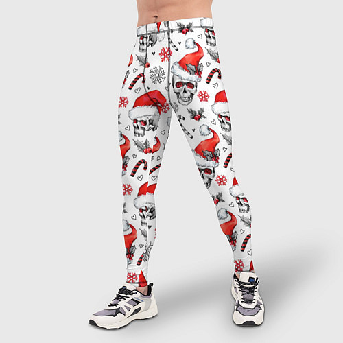 Мужские тайтсы Новогодние черепа / 3D-принт – фото 3