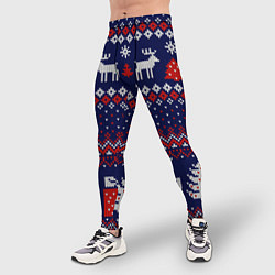 Тайтсы мужские Новогодний вязаный паттерн, цвет: 3D-принт — фото 2