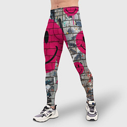 Тайтсы мужские Розовые смайлы граффити, цвет: 3D-принт — фото 2