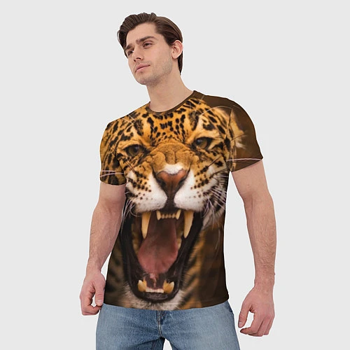Мужская футболка Ярость леопарда / 3D-принт – фото 3