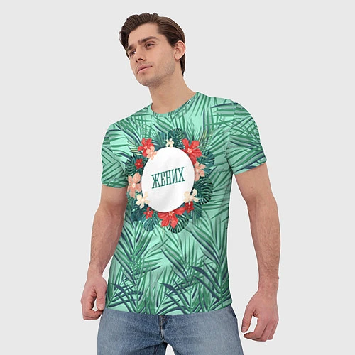 Мужская футболка Тропический жених / 3D-принт – фото 3
