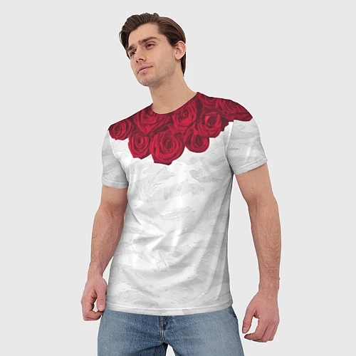 Мужская футболка Roses White / 3D-принт – фото 3