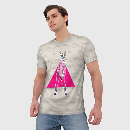 Мужская футболка Deer girl: yes yes? / 3D-принт – фото 3