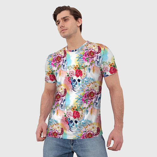 Мужская футболка Цветы и бабочки 5 / 3D-принт – фото 3