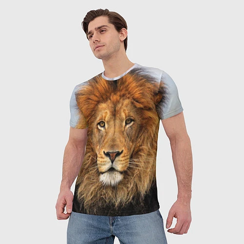 Мужская футболка Красавец лев / 3D-принт – фото 3