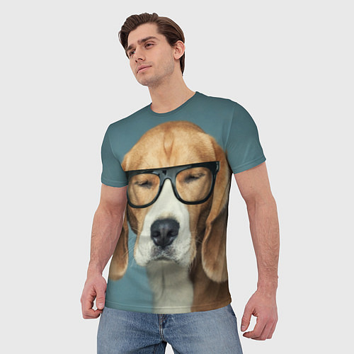 Мужская футболка Бигль в очках / 3D-принт – фото 3