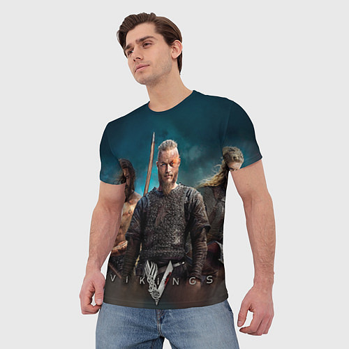 Мужская футболка 3 викинга / 3D-принт – фото 3
