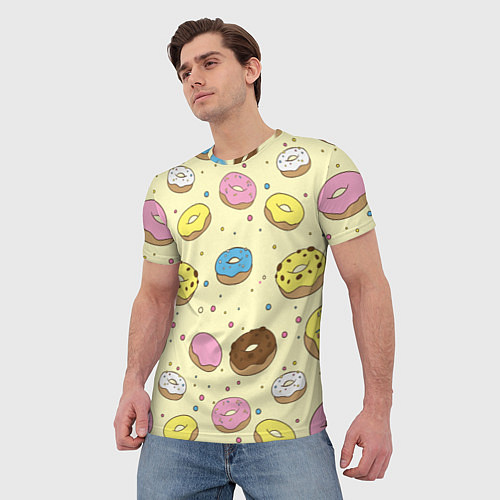 Мужская футболка Сладкие пончики / 3D-принт – фото 3
