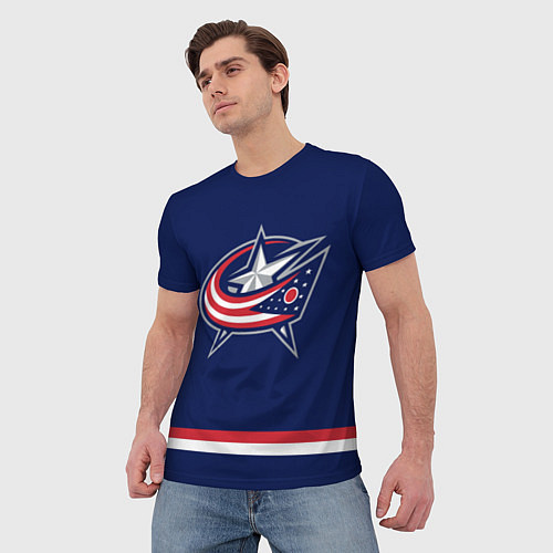 Мужская футболка Columbus Blue Jackets / 3D-принт – фото 3