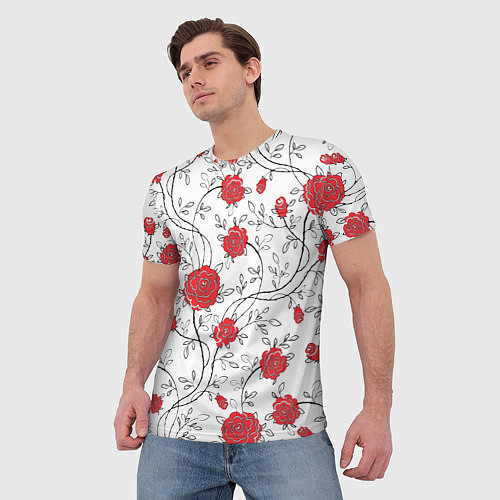 Мужская футболка Плетение из розочек / 3D-принт – фото 3