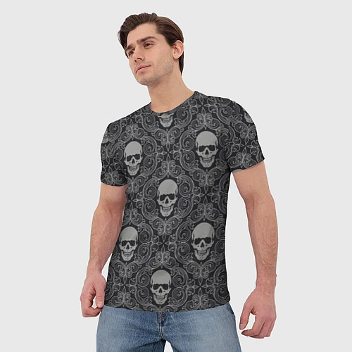 Мужская футболка Ажурные черепа / 3D-принт – фото 3