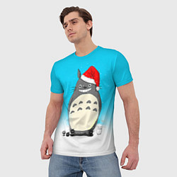 Футболка мужская Тоторо под снегом, цвет: 3D-принт — фото 2