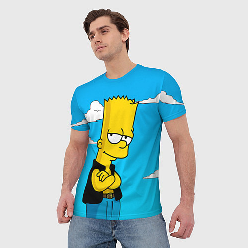Мужская футболка Задумчивый Барт / 3D-принт – фото 3