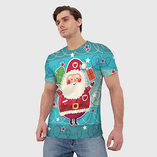 Мужская футболка Дед мороз с подарками / 3D-принт – фото 3