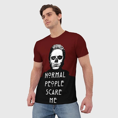 Мужская футболка Normal people scare me / 3D-принт – фото 3
