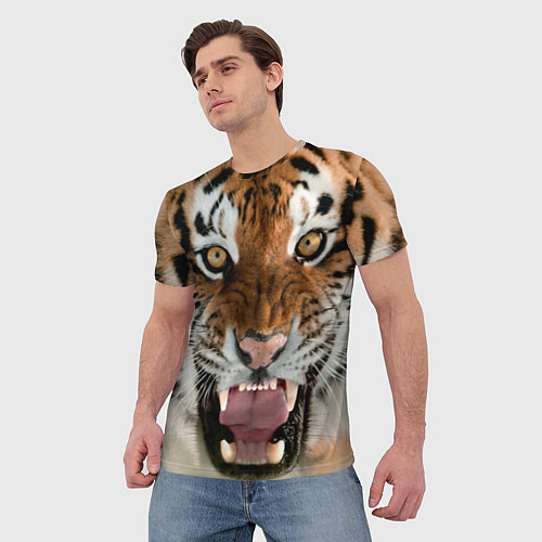 Мужская футболка Свирепый тигр / 3D-принт – фото 3
