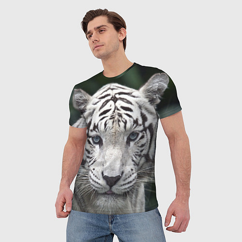 Мужская футболка Белый тигр / 3D-принт – фото 3