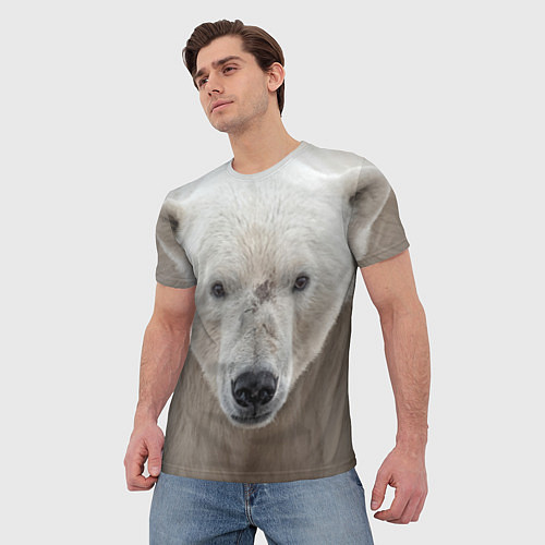 Мужская футболка Белый медведь / 3D-принт – фото 3