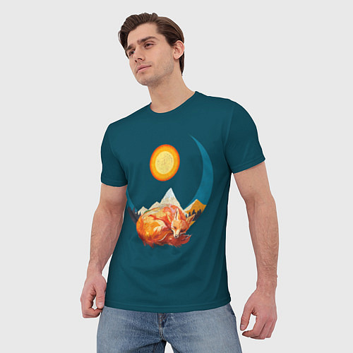 Мужская футболка Лиса под солнцем / 3D-принт – фото 3