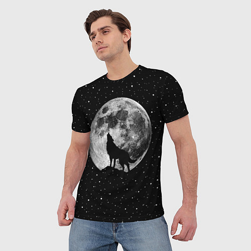 Мужская футболка Лунный волк / 3D-принт – фото 3
