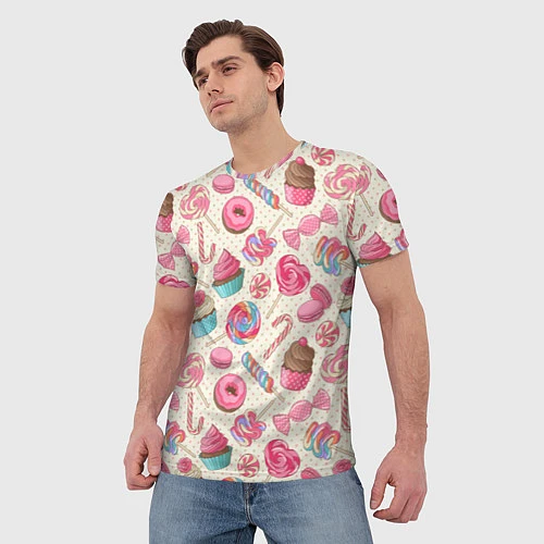 Мужская футболка Радости для сладости / 3D-принт – фото 3
