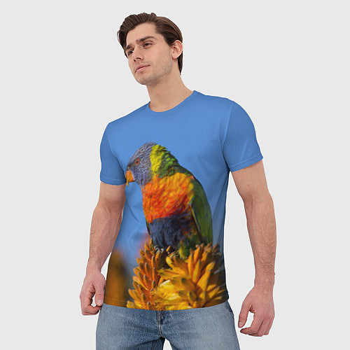 Мужская футболка Попугай на солнце / 3D-принт – фото 3