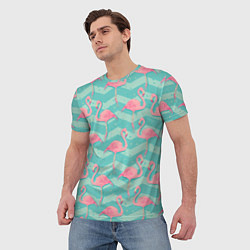 Футболка мужская Flamingo Pattern, цвет: 3D-принт — фото 2
