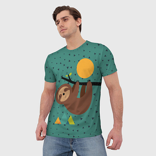 Мужская футболка Довольный ленивец / 3D-принт – фото 3