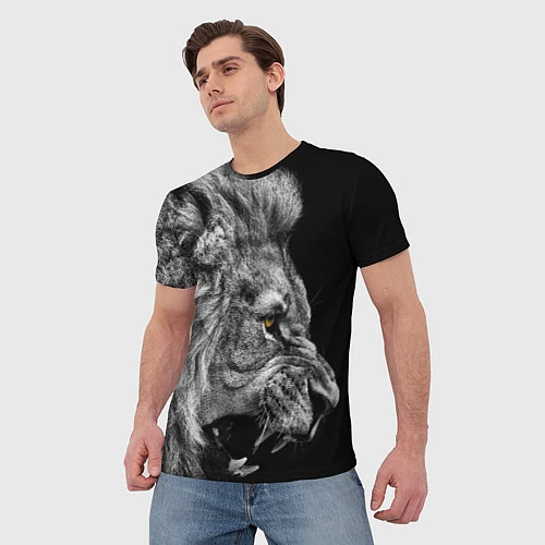 Мужская футболка Оскал льва / 3D-принт – фото 3