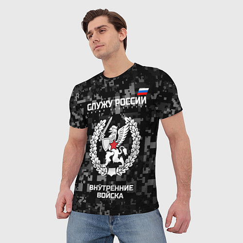 Мужская футболка ВВ: Служу России / 3D-принт – фото 3