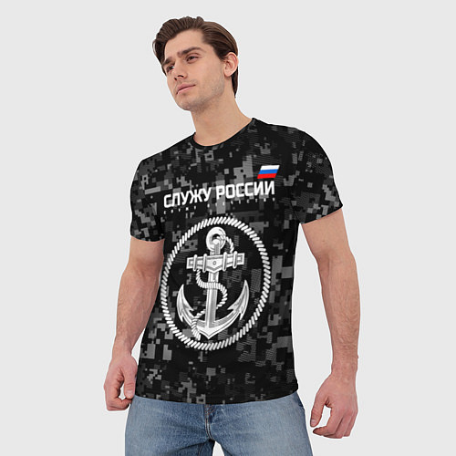 Мужская футболка Служу России: ВМФ / 3D-принт – фото 3
