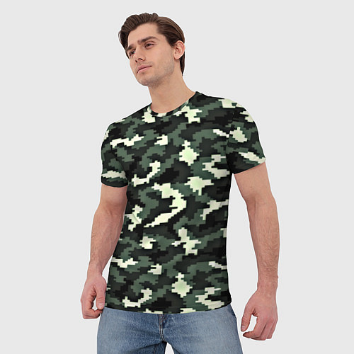Мужская футболка Камуфляж пиксельный: хаки / 3D-принт – фото 3