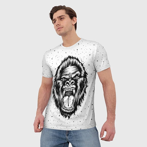 Мужская футболка Рык гориллы / 3D-принт – фото 3
