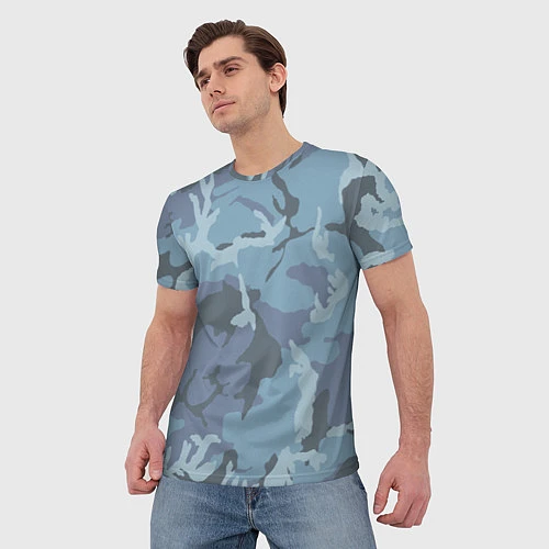Мужская футболка Камуфляж: голубой/синий / 3D-принт – фото 3