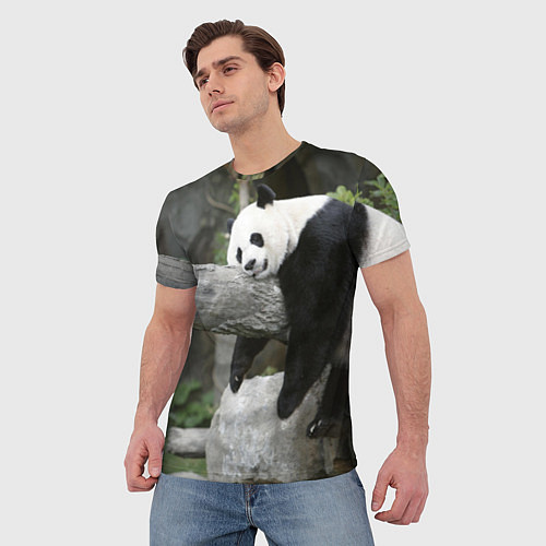 Мужская футболка Большая уставшая панда / 3D-принт – фото 3