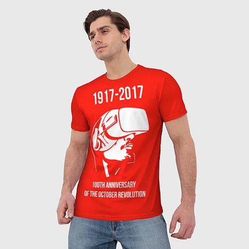 Мужская футболка 100 лет революции / 3D-принт – фото 3