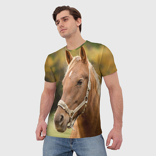 Мужская футболка Взгляд лошади / 3D-принт – фото 3