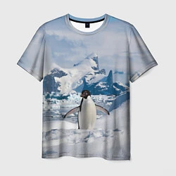 Футболка мужская Пингвин в горах, цвет: 3D-принт
