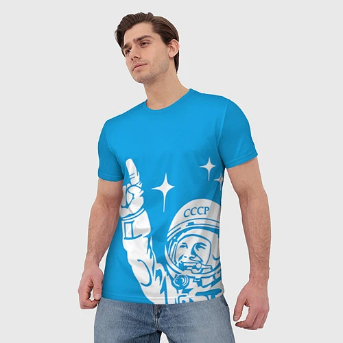 Мужская футболка Гагарин рокер / 3D-принт – фото 3