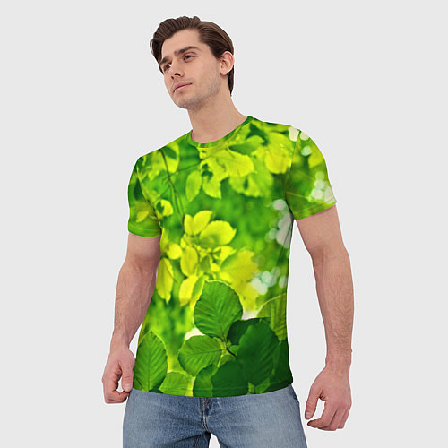 Мужская футболка Зелёные листья / 3D-принт – фото 3