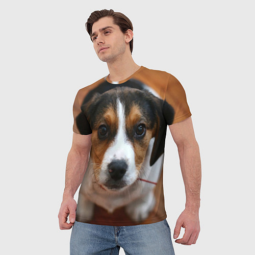 Мужская футболка Глазастый щенок / 3D-принт – фото 3