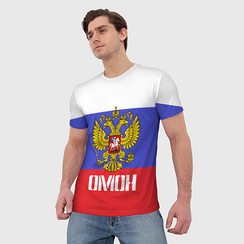 Мужская футболка ОМОН, флаг и герб России / 3D-принт – фото 3