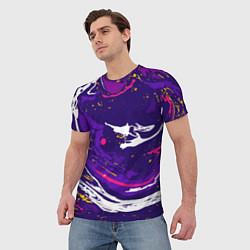 Футболка мужская Фиолетовый акрил, цвет: 3D-принт — фото 2
