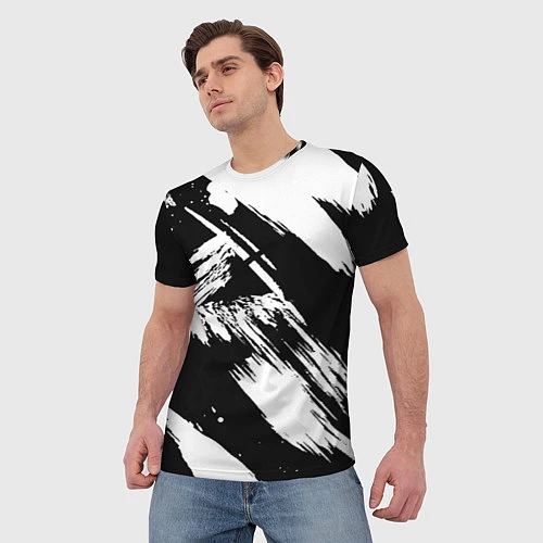 Мужская футболка Чёрно-белый / 3D-принт – фото 3