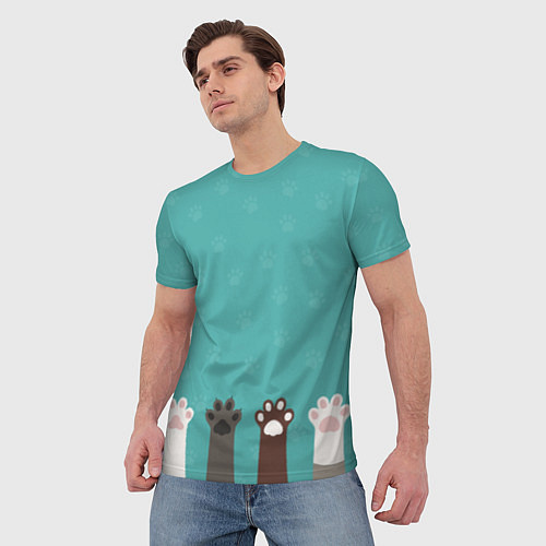 Мужская футболка Лапки котеек / 3D-принт – фото 3
